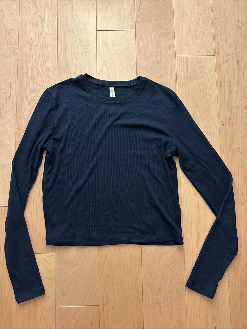 Like-New- Aritzia The Group by Babaton Everyday Crewneck Navy Ribbed Longsleeve